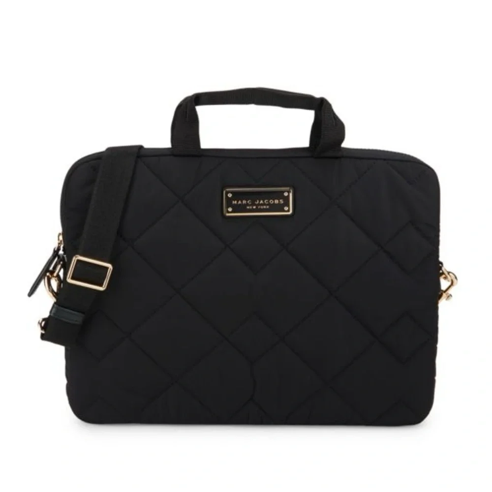 NWT Marc Jacobs Nylon Logo Quilted 13” Laptop Bag Black